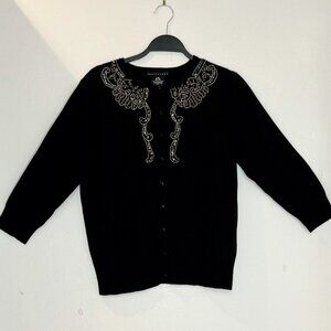 Apostrophe Black Angora Rabbit Hair  Blend Cardigan (L)